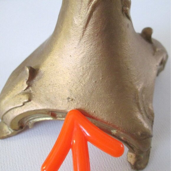 Cast Metal Candlestick Pair Gold Art Nouveau Baroque Style 5\